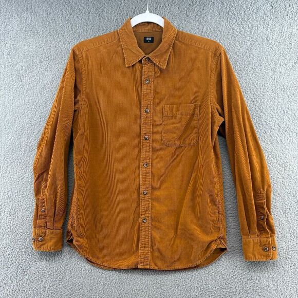 Uniqlo Shirt Mens Size XS Mustard Corduroy Long Sleeve - Picture 1 of 9
